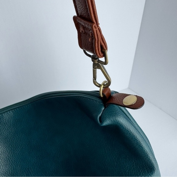 Faux Leather Crossbody Bag M/L Size Teal Tote Convertible to Pouch Purse NWOT - Picture 4 of 6